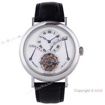 Swiss Replica Breguet Classique Tourbillon Power Reserve White Dial Watch 3657PT